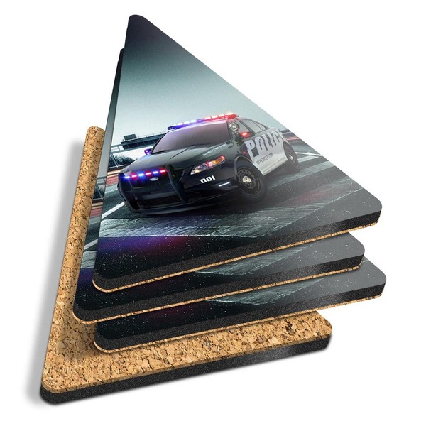 4 x Triangle Coasters - Amazing City Police Car City