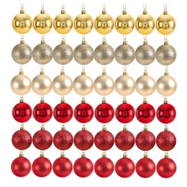 XPJBKC Christmas Baubles Red, 48 Pieces Small Christmas Baubles Set, Christmas Tree Baubles Gold, Christmas Tree Baubles Gold Plastic Christmas Bauble Set, Christmas Tree Decoration for Indoor and