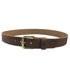 Bison Designs Rough Cut Leather USA Made Brass Buckle Belt, Brown Two Tone, 32-Inch