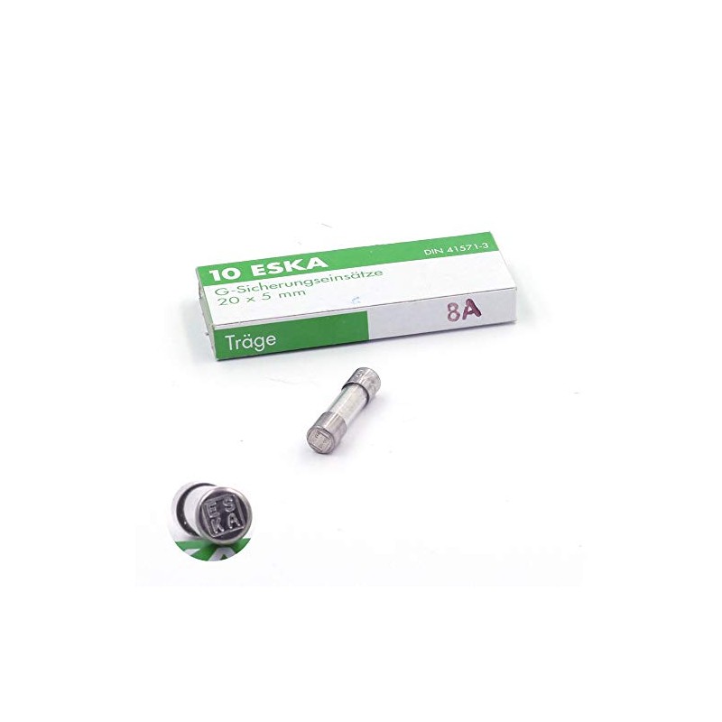 10 Pcs 5x20mm Glass Slow Blow Fuse Glass 8A/250V AC