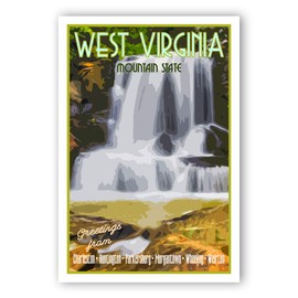 WEST VIRGINIA TRAVEL POSTER postcard set of 20 identical postcards. WV state vintage style travel poster post cards. Made in USA.