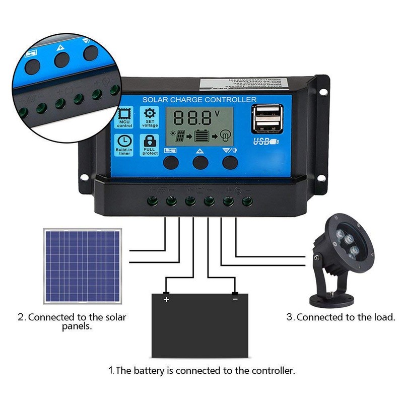 Y&H 30A 12V/24V Solar Charge Controller Solar Panel Controller Intelligent