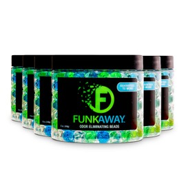 FunkAway Odor Eliminating Beads, 12 oz., 6 Pack, Supercharged Odor Absorbing Beads for the House, Car or Gym, Eliminate Smoke, Pet and Bathroom Odors for Long-Lasting Results