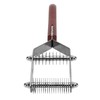 Pet Dematting Comb 2 Rows Stainless Steel Blades Wooden Handle