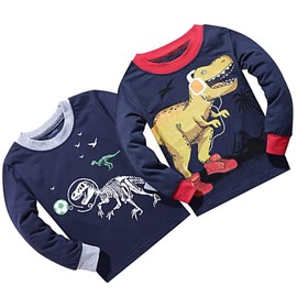 Junellz Boys Pyjamas Long Sleeve 4-Piece Dinosaur Pyjamas for Boy 2-8 Years Pjs