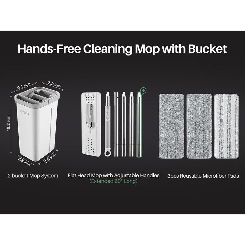 JOYMOOP Mop and Bucket with Wringer Set, Hands Free Flat