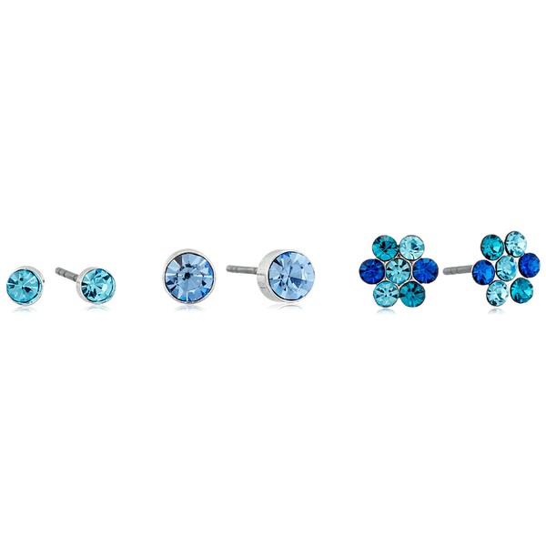 GUESS "Basic" Blue Stone Mini Trio Set Stud Earrings