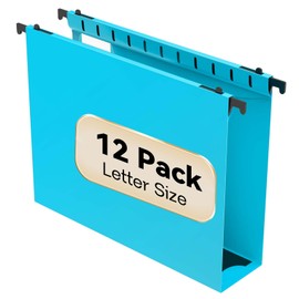 Nordun Plastic Hanging File Folder Extra Capacity,12 Pack Reinforced Hang Folders with Heavy Duty 2 Inch Expansion,Filing Cabinet Folders Letter Size,Hanging Organizer Designed for Bulky Files(Blue)