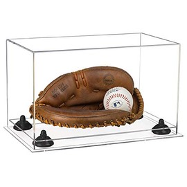 Better Display Cases Clear Acrylic Baseball Catchers Glove Display Case with Black Risers and Clear Base (A011/V16)