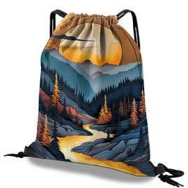 Deokke Drawstring Backpack Draw String Bag Waterproof for Sports Gym Beach Travel Cute Aesthetic Sackpack Men Women (13"×17") (S24-Sunset)