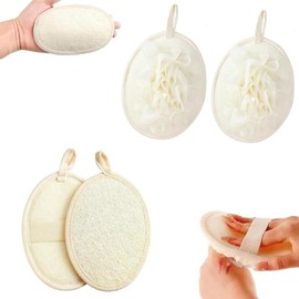 3 Piezas Zacate Para Cuerpo, Estropajo Para Cuerpo y Esponja De Baño Natural,Duchas Diarias Para Limpieza Profunda y Cuidado De La Piel, Dimensiones 11x16 Cm y 13x18 Cm, Beige