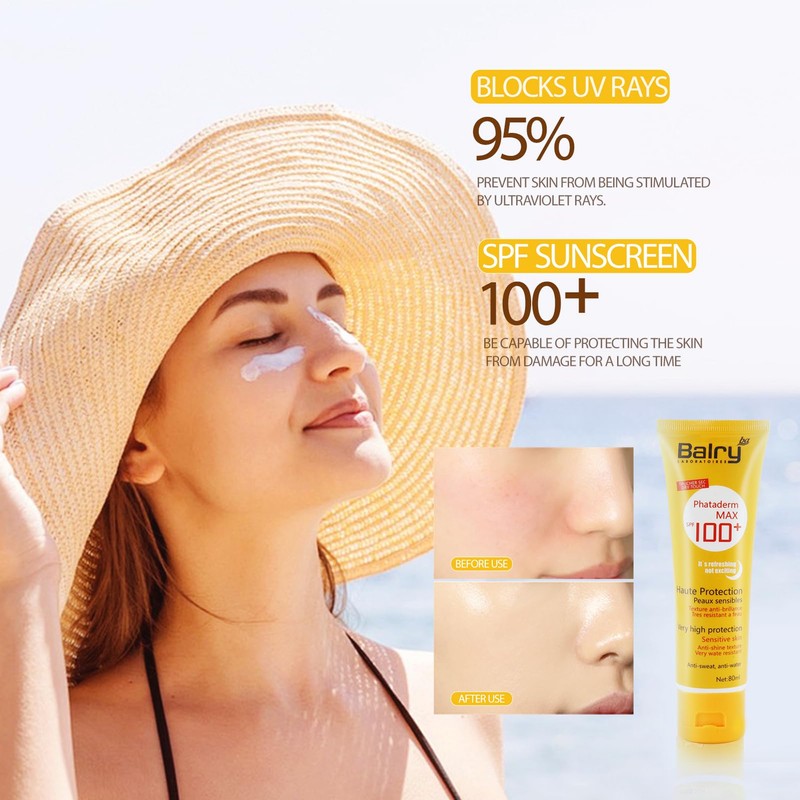 Sonnencreme LSF 100, 80ml Sunscreen SPF 100, Sonnencreme für Gesicht