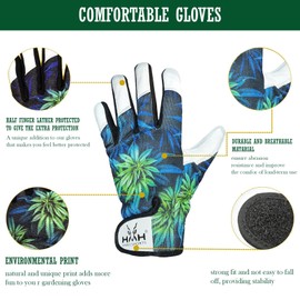 Leather Gardening Gloves For Women Men - Heavy Duty Work Gloves Men Women - Dexterity Gloves – Thorn Proof Safety Gloves garden gloves women Men mechanic gloves builders gloves (Medium, Green-Short)