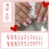 Valentines Day Press on Nails Medium Square Pink French Tip
