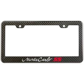 Monte Carlo SS Chevy License Plate Frame Carbon Fiber Look Style Glossy Plastic