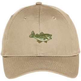 Trendy Apparel Shop Sea Bass Embroidered Adjustable Baseball Cap - Khaki