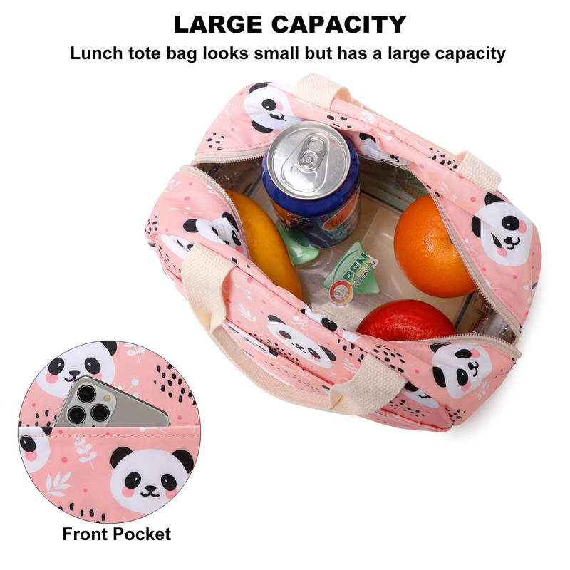 Panda - Bolsa de almuerzo aislada para mujer, reutilizable, para