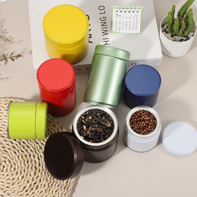 sourcing map 2Pcs Round Tea Canisters, 5" x 3" Airtight