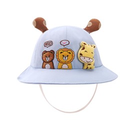 Sanqidu Cute Baby Boys Girls Hat 3D Animals Sun Protection Cap Toddler Preschoolers Summer Spring Beanie Hat (Bears and Giraffe-Blue)