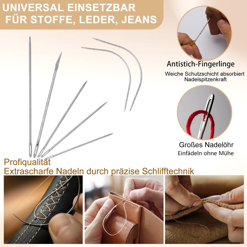 Leather Yarn Leather Needle Set, 3 Rolls Wax Thread, Saddle