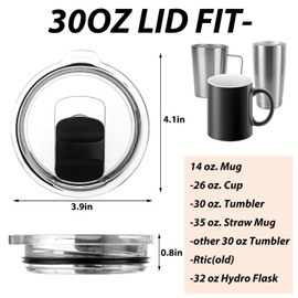 4 Pack 30 oz Tumbler Lid Compatible with YETI Rambler Magnetic Slider Lid for 30 oz Tumbler, 14 oz Mug and 35 oz Straw Mug, Compatible with Ozark Trail Old Style RTIC, BPA Free