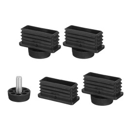 sourcing map 4 Set Leveling Feet, 20x50mm Plastic Adjustable Furniture Leg Leveling Rectangle Tube Insert Screw-in Glide Levelers Fit Hole 20mm for Table Chair Furniture, Black