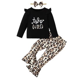Traje de cumpleaños para niña de 2 años de edad, traje de leopardo (negro-largo, 2T), Negro (Black-long), 2 Años