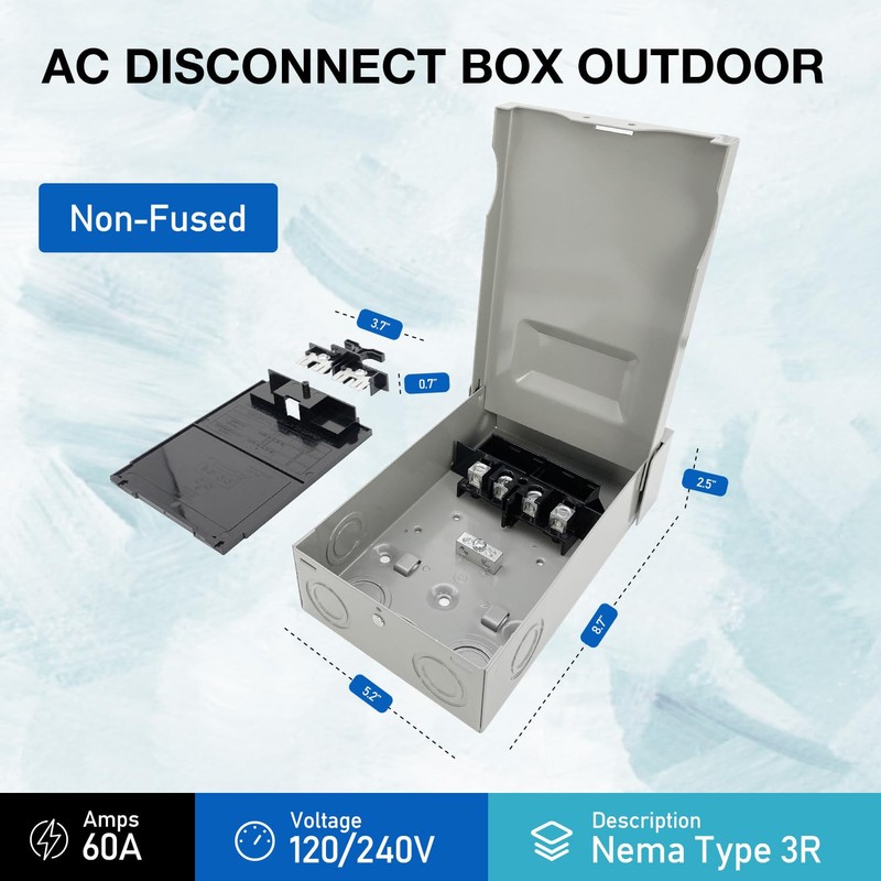 Z ZDS-60A Pull-Out Disconnect Switch 60A 240V Non-Fused,Replacement DDS-60U,MA-NFD60A,83315,755-60NF