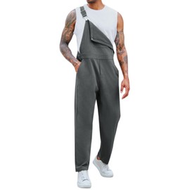 Runcati Men's Bib Overalls Cotton Relaxed Fit Pants Fashion Workwear Jumpsuit with Pockets