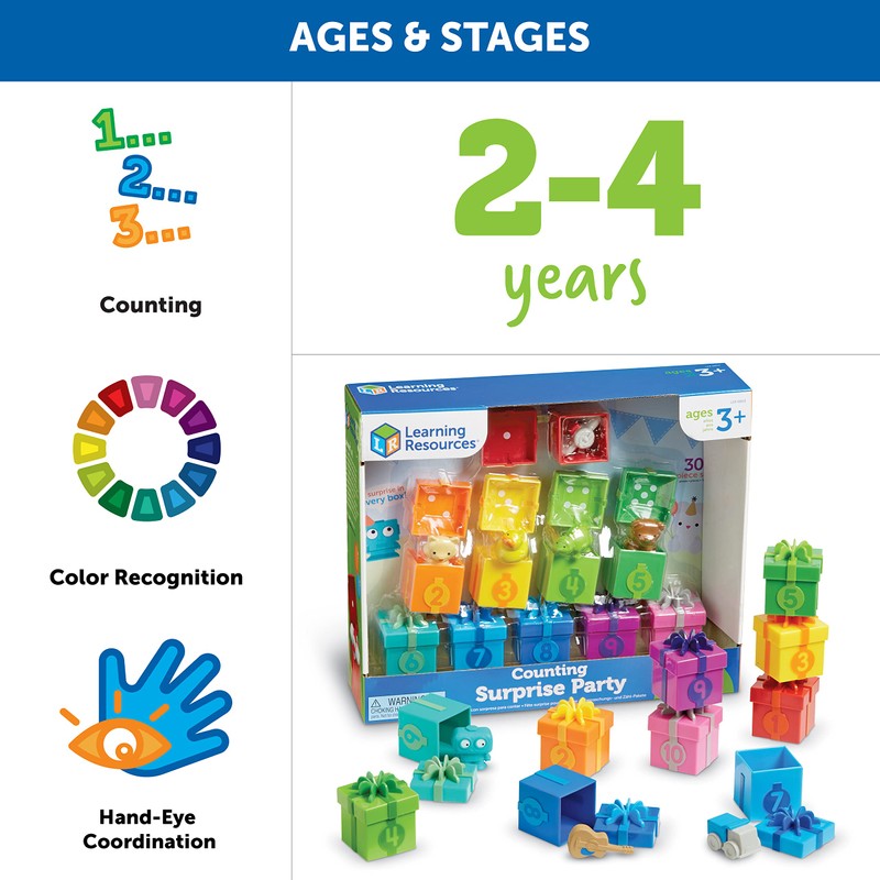 Learning Resources Counting Surprise Party - Toddler Montessori Toys, Stacking