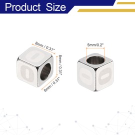 sourcing map 10Pcs Stainless Steels Letter Beads Alphabet Letter O Cube Silver Metallic Large Square Metal Dice Beads for Jewelry Bracelets Necklaces Earrings