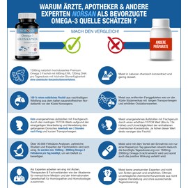 NORSAN Premium Omega 3 Arctic Cod Oil Capsules 6 x 120 Capsules / 1,500 mg Omega-3 per Serving/Omega 3 Capsules High Dose with 480 mg EPA & 720 mg DHA/Fish Oil Capsules from Sustainable Cultivation