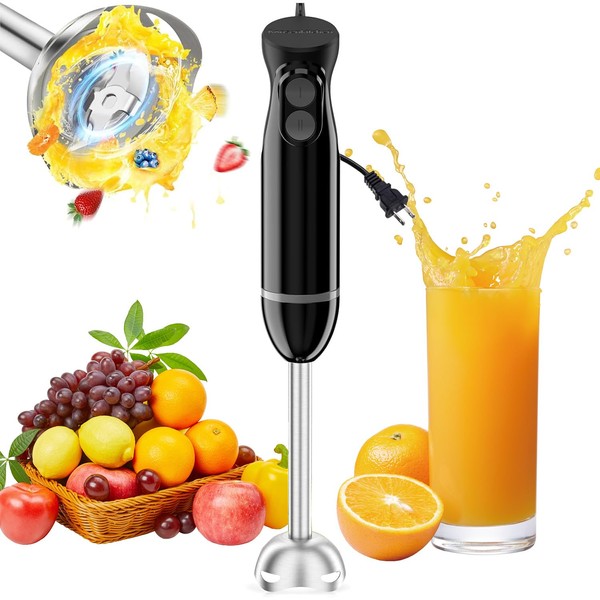 Bonsenkitchen Hand Blender, Immersion Blender with 2 Mixing Speeds, Portable