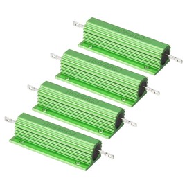 PATIKIL 100W 60 Ohm Aluminum Shell Resistor, 4 Pack Aluminum Housing Resistor Housed Case Wirewound Resistors Screw Tap Power Resistor 5% Tolerance, Green