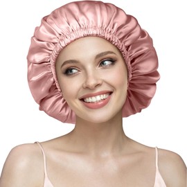 YFONG 22 Momme Mulberry Silk Bonnet for Sleeping Women -100% Pure Mulberry Silk - Double Layer 6A Highest Grade Fibers - Silk Sleep Cap, Adjustable Silk Hair Wrap with Elastic Stay On Head