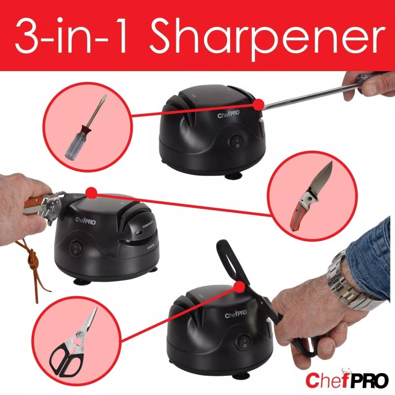 Chef Pro 3-In-1 ELECTRIC KNIFE SHARPENER SYSTEM by PREMIUS, Great