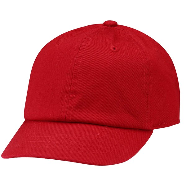 Kids Boy Girl Baseball Cap Hat Washed Low Profile 100% Cotton Soft Lightweight Adjustable Size (2-5 Years, Red)