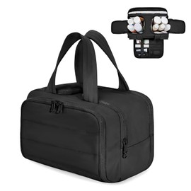 Women's Toiletry Bag, Travel Cosmetic Bag, Toiletry Bag Men, Waterproof Wash Bag Women with Handle, Large Wash Bag, Make Up Bags for Accessories, Essentials, Toiletries, Black, black, casual