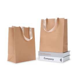Brown Gift Bags, YACEYACE 10Pcs 8"x4.25"x10" Medium Size Kraft Paper Gift Bags with Ribbon Handles, Kraft Gift Bags Bulk, Brwon Paper Gift Bags, Birthday Bags,Brown Paper Shopping Bags