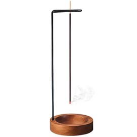 YSTrillion Incense Holder,Wooden Upside Down Incense Holder with Ash Catcher,Modern Incense Burner for Sticks and Incense Cones,Tea Room Decoration for Yoga Spa Meditation(Brown)