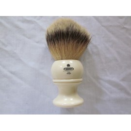 Kent Men's Small Travel Pure Silver Tip Badger Shaving Brush, BK-4 with Red Leather Case