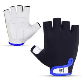 PPE FIT Cycling Gloves – Anti-Slip, Shock-Absorbing Half-Finger Bike Gloves for Men & Women – Ideal for Workouts & Mountain Biking (Blue, Small)