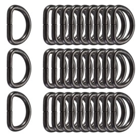 Butyeak Metal D-Ring, Half Rings D, Half Round D-Ring, Pack of 30 25 mm Stainless Steel D-Ring for Collars, Carabiners, Straps, Backpacks and DIY Accessories, Black (25mm)