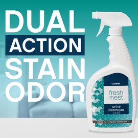 Fresh Nest Urine Destroyer - Fragrance-Free Cleaner for Stain and Odor Removal on Wood Floors, Carpets, Mattresses - Ideal for Cats, Dogs, and Pets - Powerful Resolve and Eliminator Formula - 32 Fl Oz