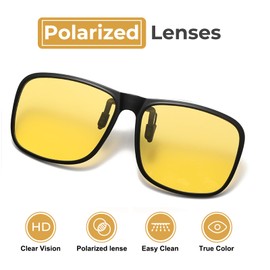 SULIVES Polarized Clip On Sunglasses for Men Women, Anti-Glare UV400 Protection Flip Up Sunglasses for Driving Travel Outdoor Sport, Yellow