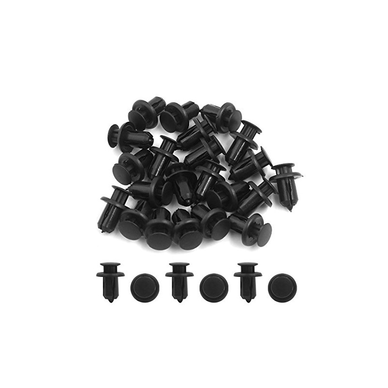 sourcingmap 30pcs Black 11mm Hole Plastic Rivets Fastener Fender Push