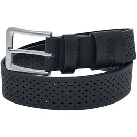 Urban Classics Unisex Synthentic Leather Perforated Belt, Faux Leather Belt for Men and Women, Available in Black, Sizes S/M - L/XL, black