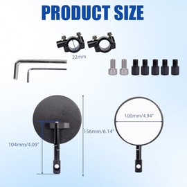 Pack of 2 Motorcycle Mirrors E24 Tested - Round Handlebar End Mirrors with Brackets, Universal for Scooters, Scooters, ATV & Motorcycles such as MT07, Z750, CB125R