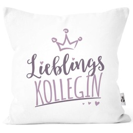 MoonWorks® Cushion Cover with Lettering Favourite Colleague/Neighbour with Crown Motif, Gift, Favourite Person, Colleague, White, One Size