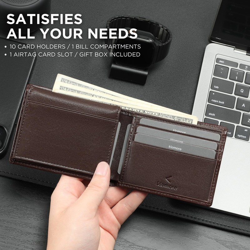 KLOMORE AirTag Chain Wallets for Men (Airtag Not Included), Sleek